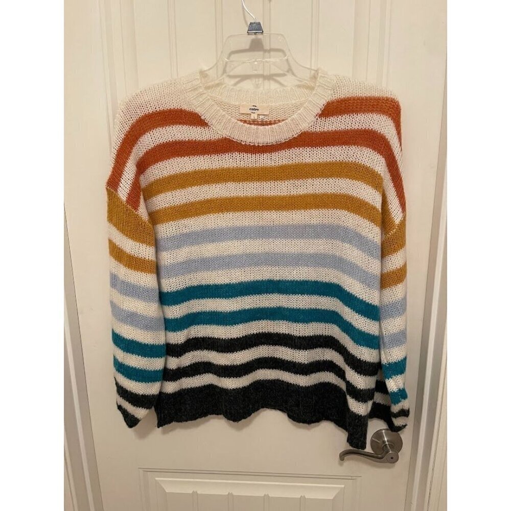 Entro Multicolor‎ Striped Sweater Women's sz L long Balloon  sleeve